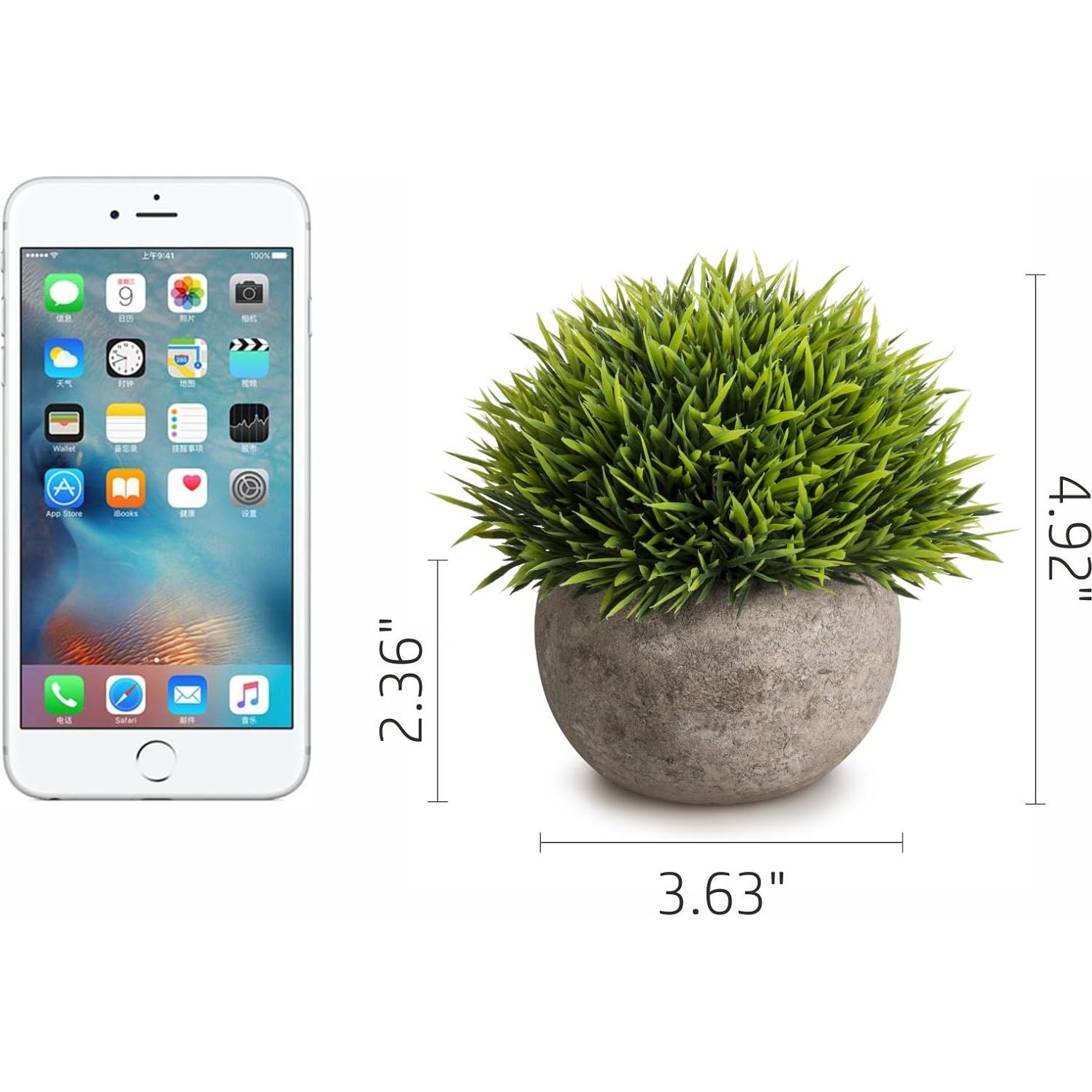 Set de 3 Plantas Artificiales Mini Opps con Maceta Gris 11.9cm