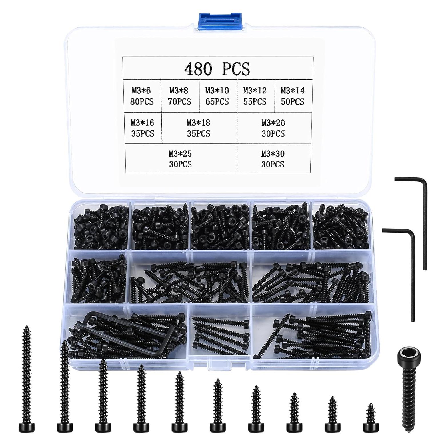 Kit de Tornillos Autoperforantes M3 de Acero Inoxidable 480 Pcs