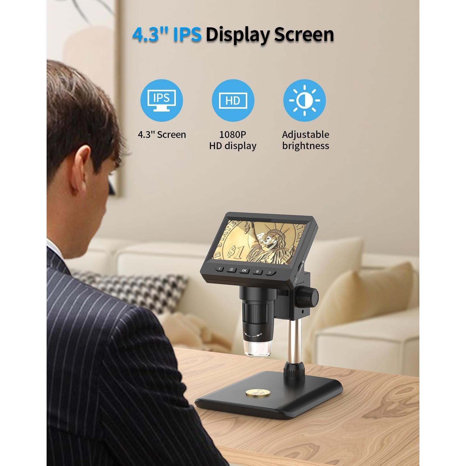 Microscopio Digital AOPICK 1000X con Pantalla LCD 4.3" - Negro