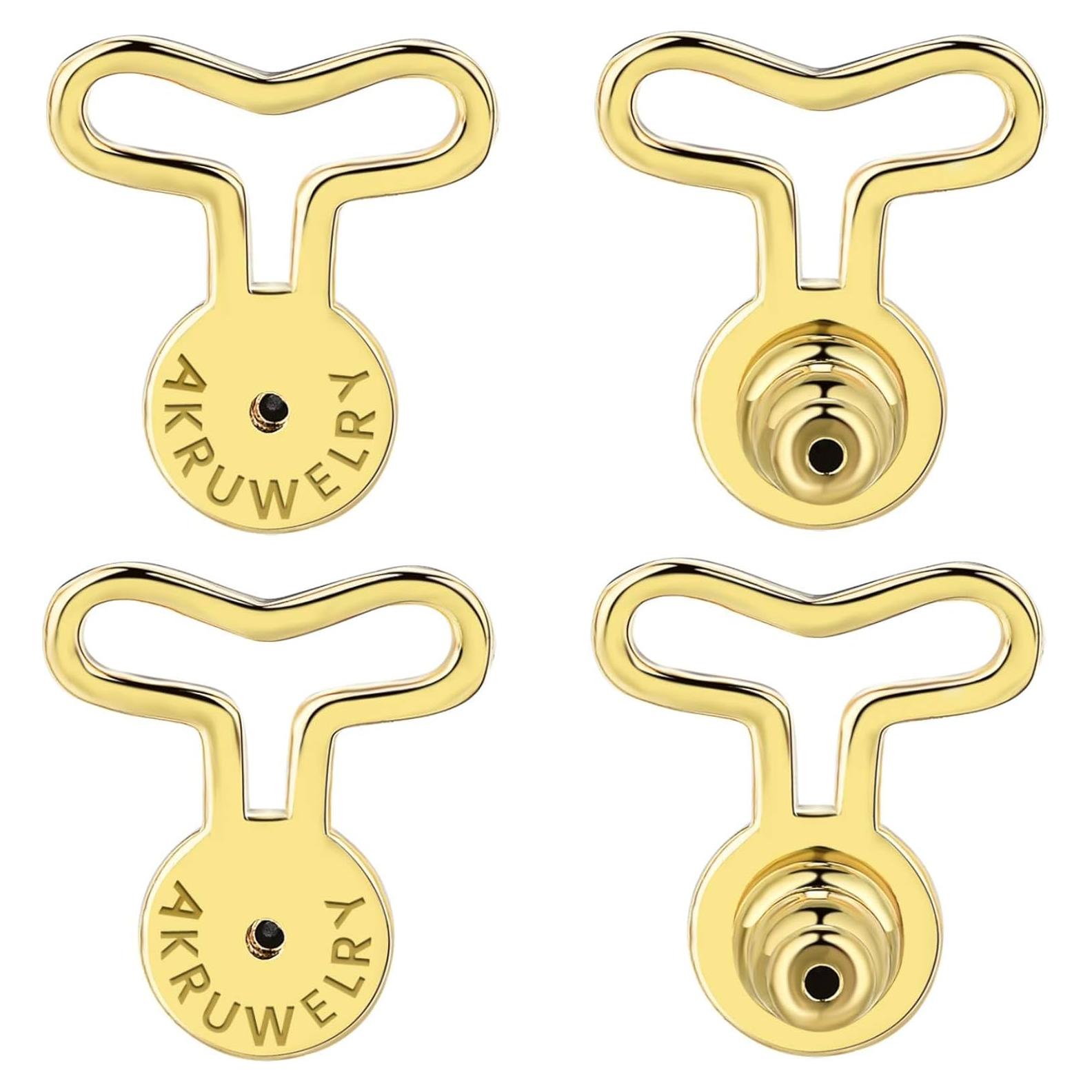 Soportes para Pendientes T AKRUWELRY Oro 18K 4 Piezas Hipoalergénicos