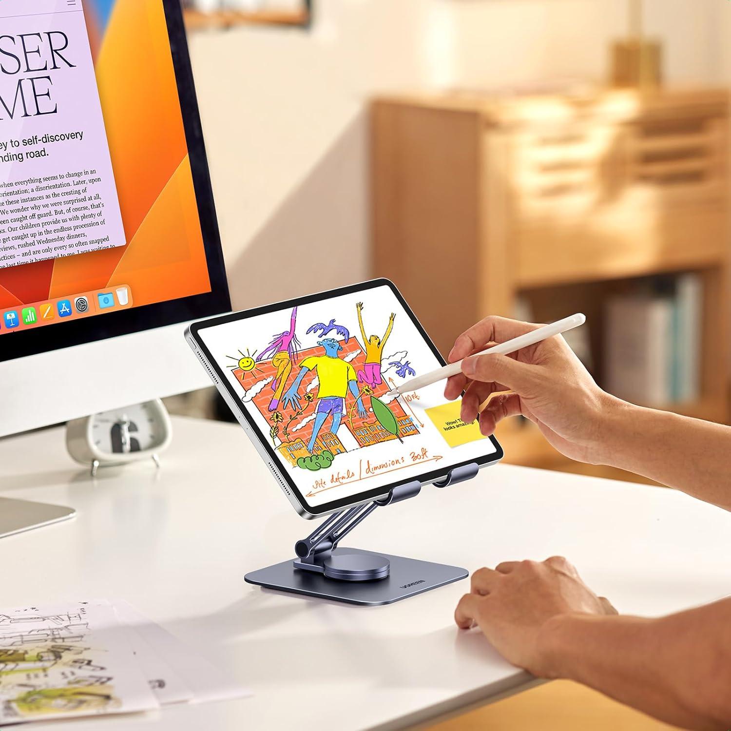 Soporte para Tableta UGREEN 360° Aluminio Ajustable Gris