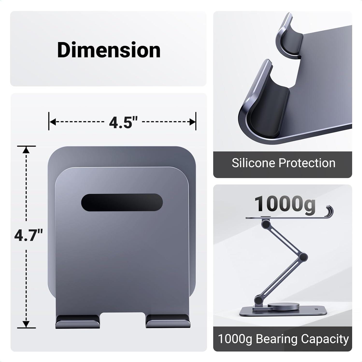 Soporte para Tableta UGREEN 360° Aluminio Ajustable Gris