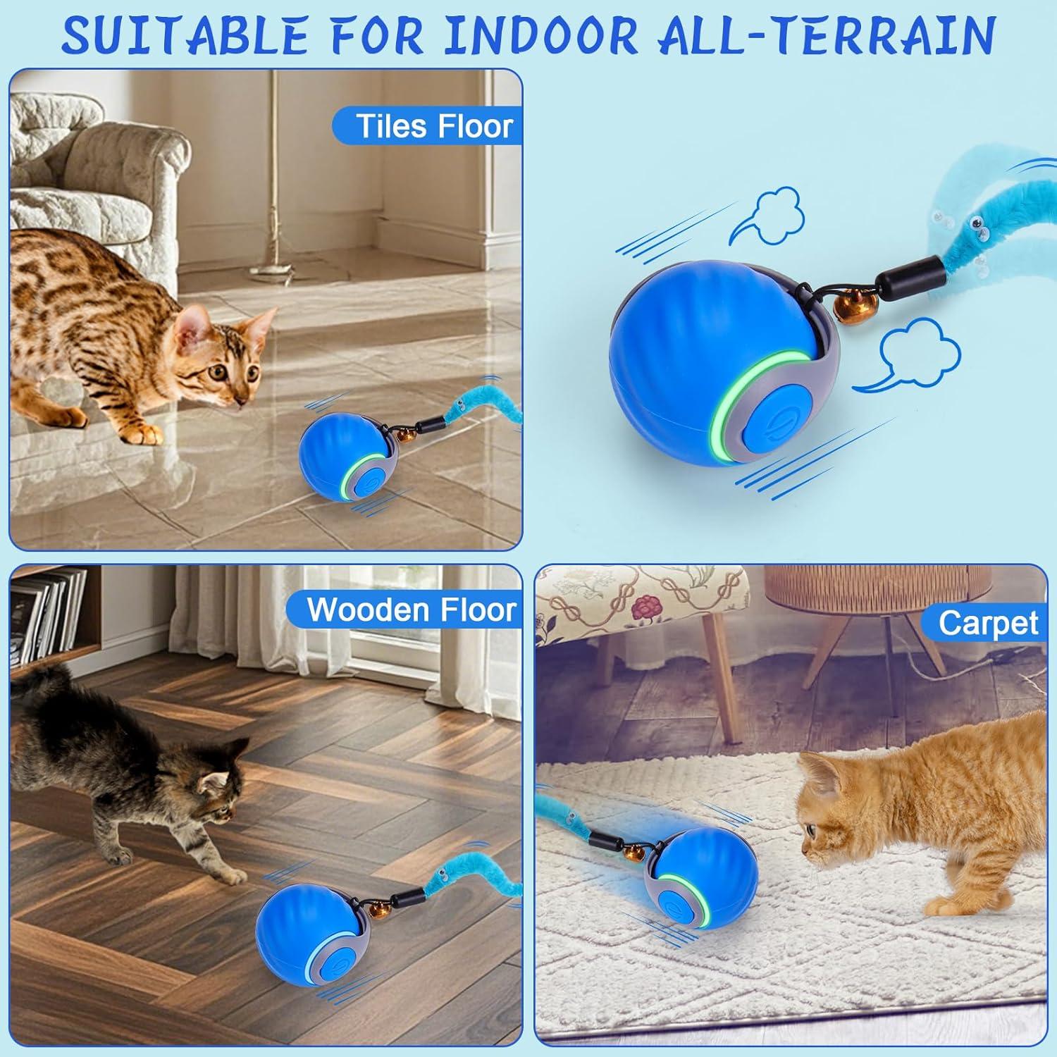 Bola Interactiva para Gatos BABORUI - Juguete Recargable Azul