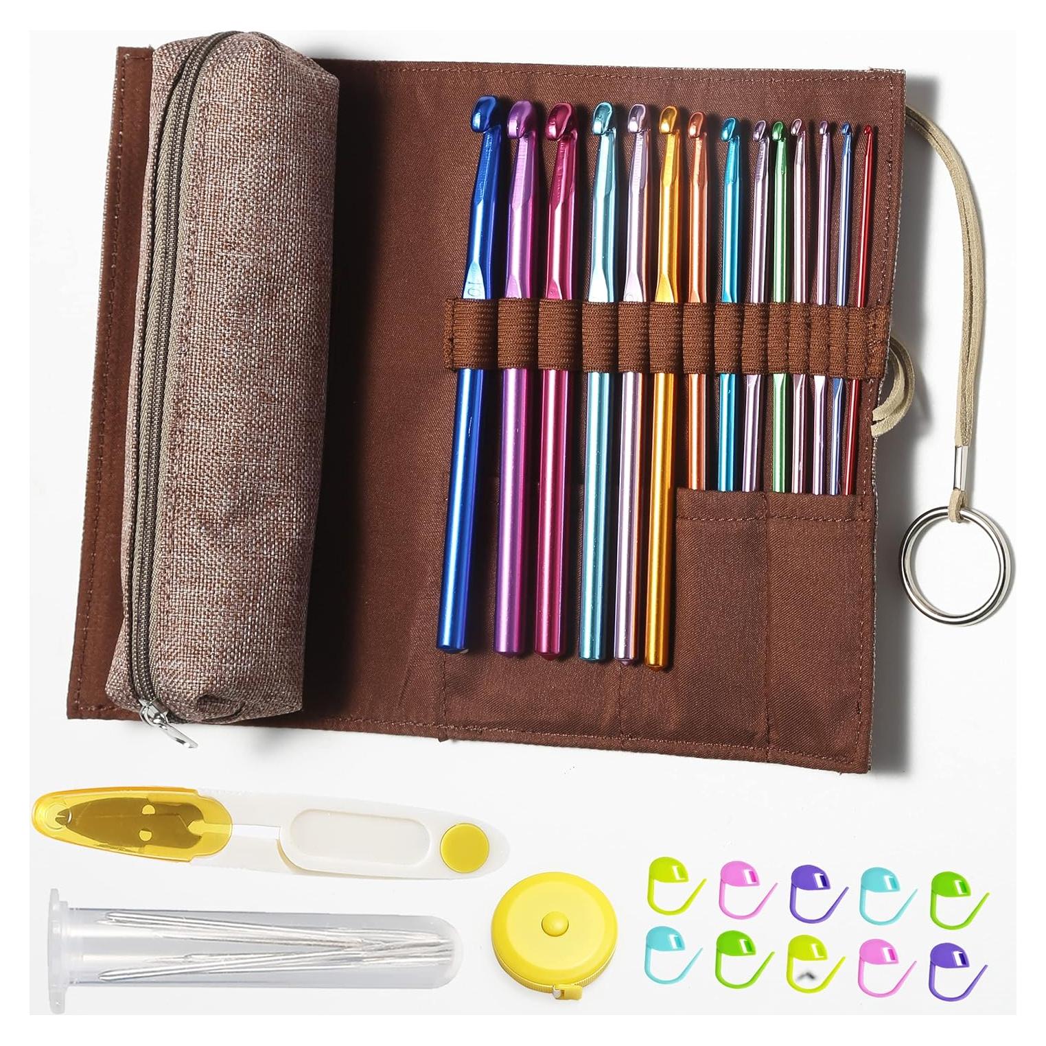 Kit de Ganchillos Tradicionales YOJOB 14 Tamaños Agujas Crochet