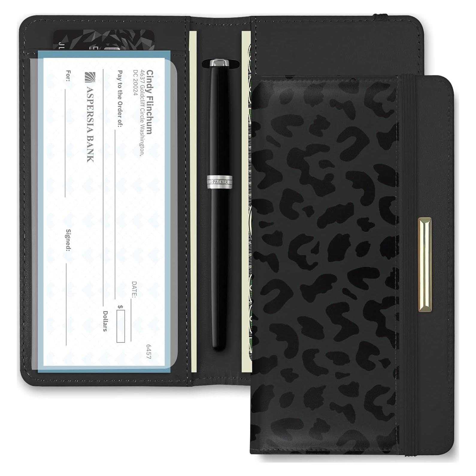 Cubierta de Chequera Kakurookie con Bloqueo RFID - Leopardo-Negro