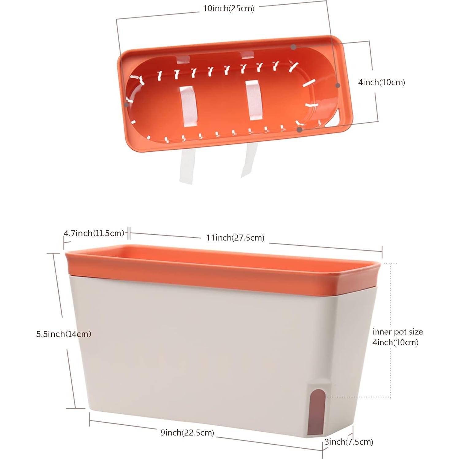 Juego de 6 Macetas Rectangulares Autorriego GardenBasix Arcilla