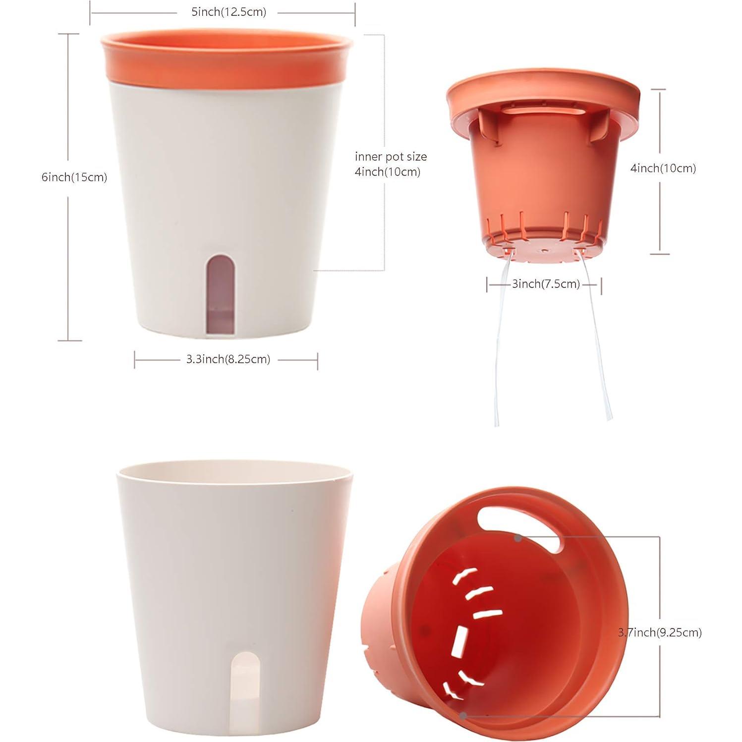 Juego de 6 Macetas Rectangulares Autorriego GardenBasix Arcilla