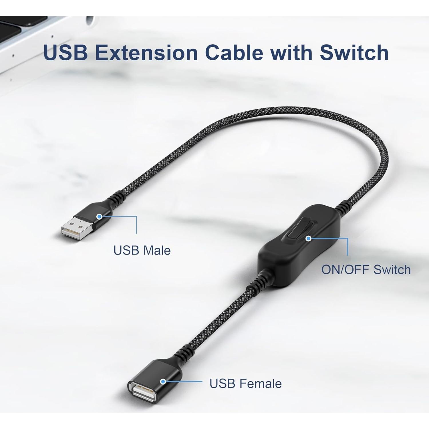 Cable USB On/Off Itramax 1FT Negro con Interruptor para PC y TV