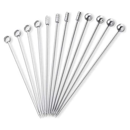Paquete de 45 Palillos de Cóctel de Acero Inoxidable 10.8 cm