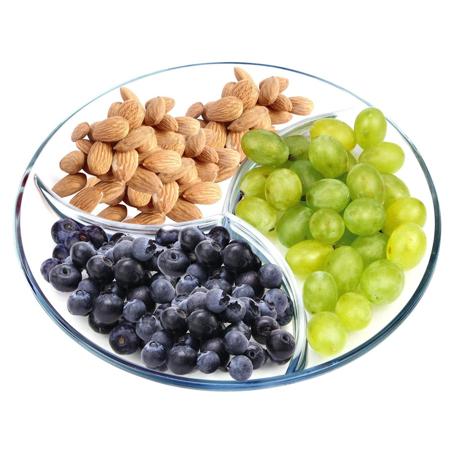 Plato Dividido de Vidrio NUTRIUPS 25 cm con Compartimentos