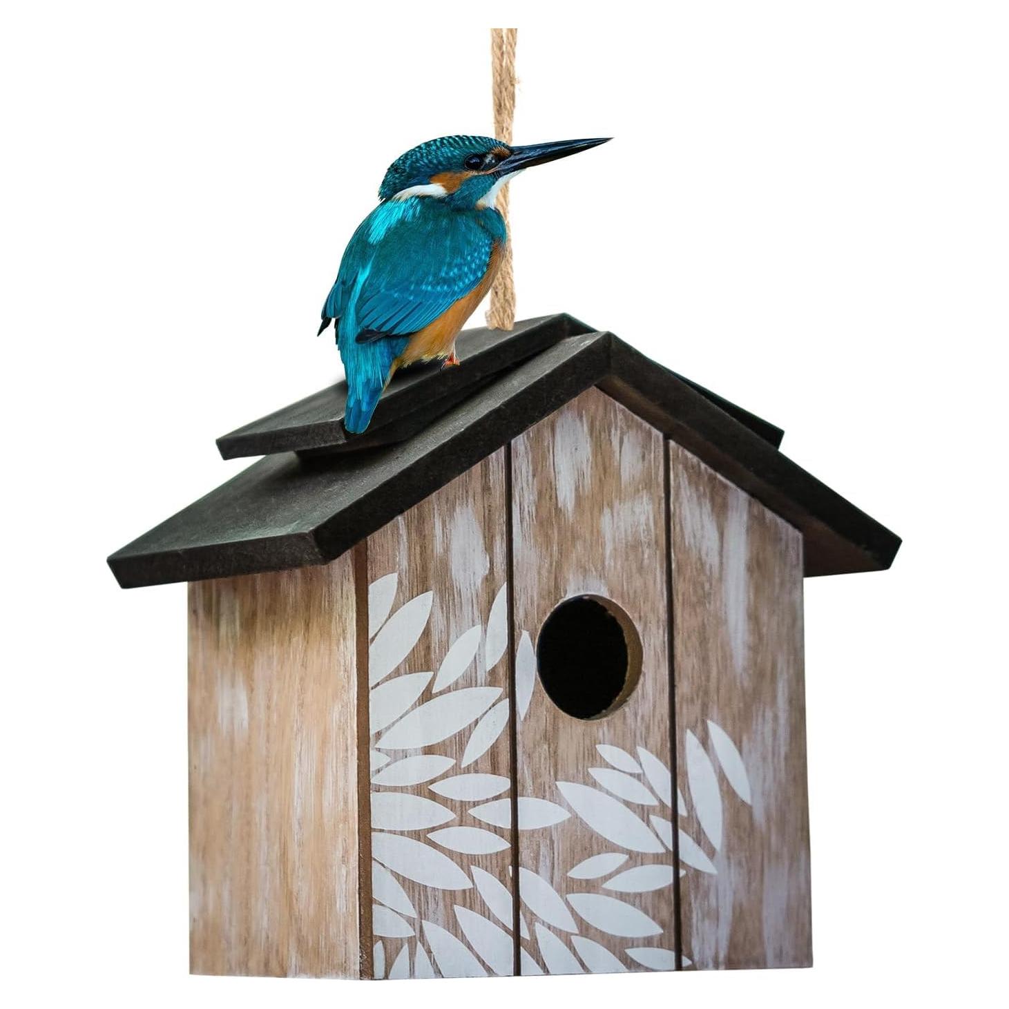 Casa de pájaros de madera Topadorn colgante ecológica 21.69x17.78 cm