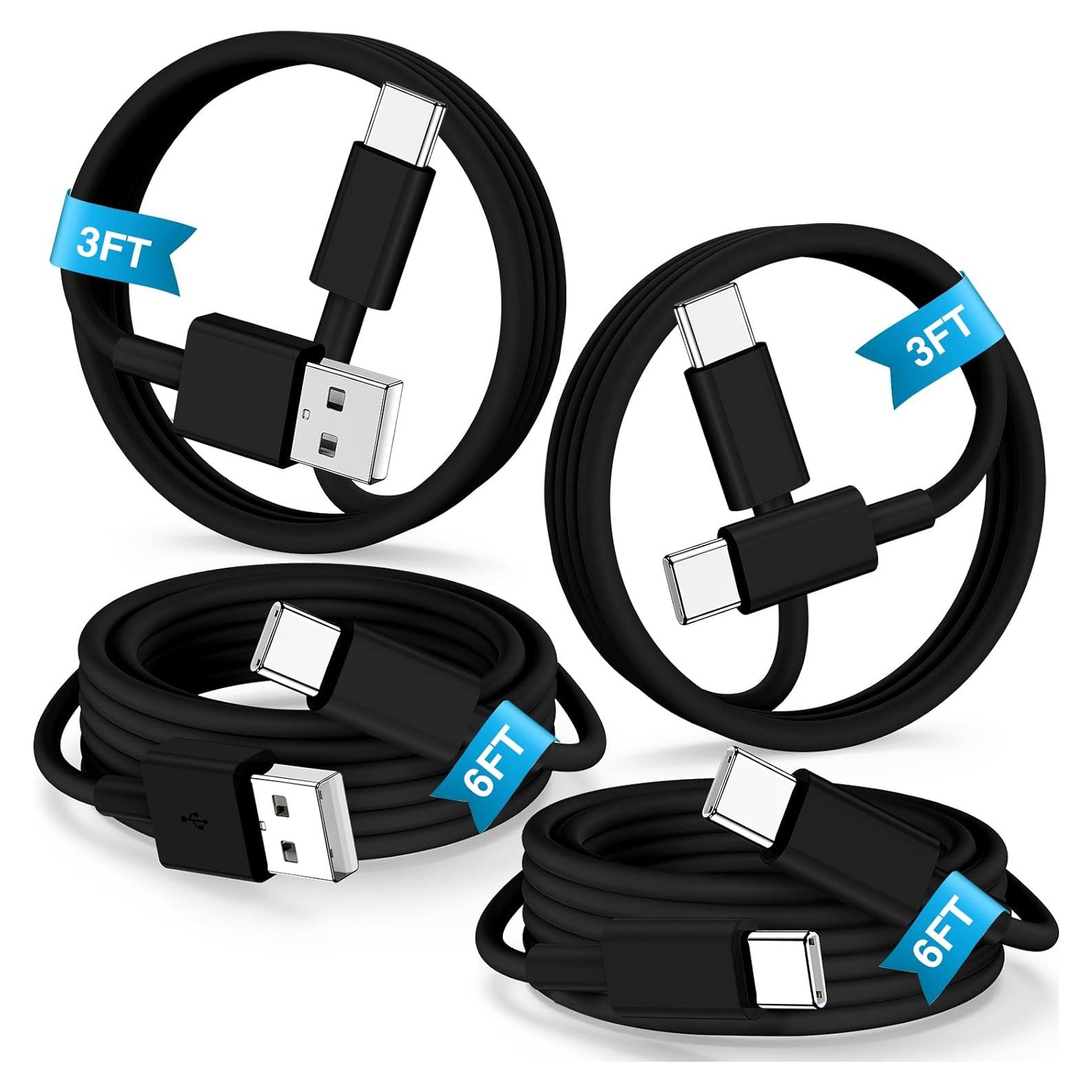 Cable de Carga Rápida USB C 60W 4-Pack para iPhone 16/15 Pro Max - Negro