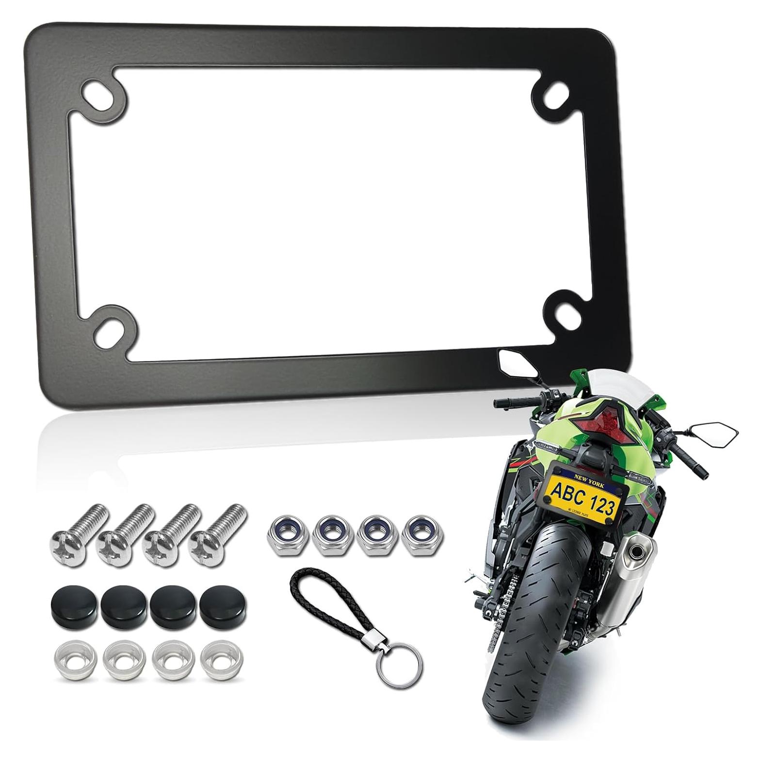 Marco de Placa de Licencia de Motocicleta FBJTDQ Negro 18.7x11.4cm