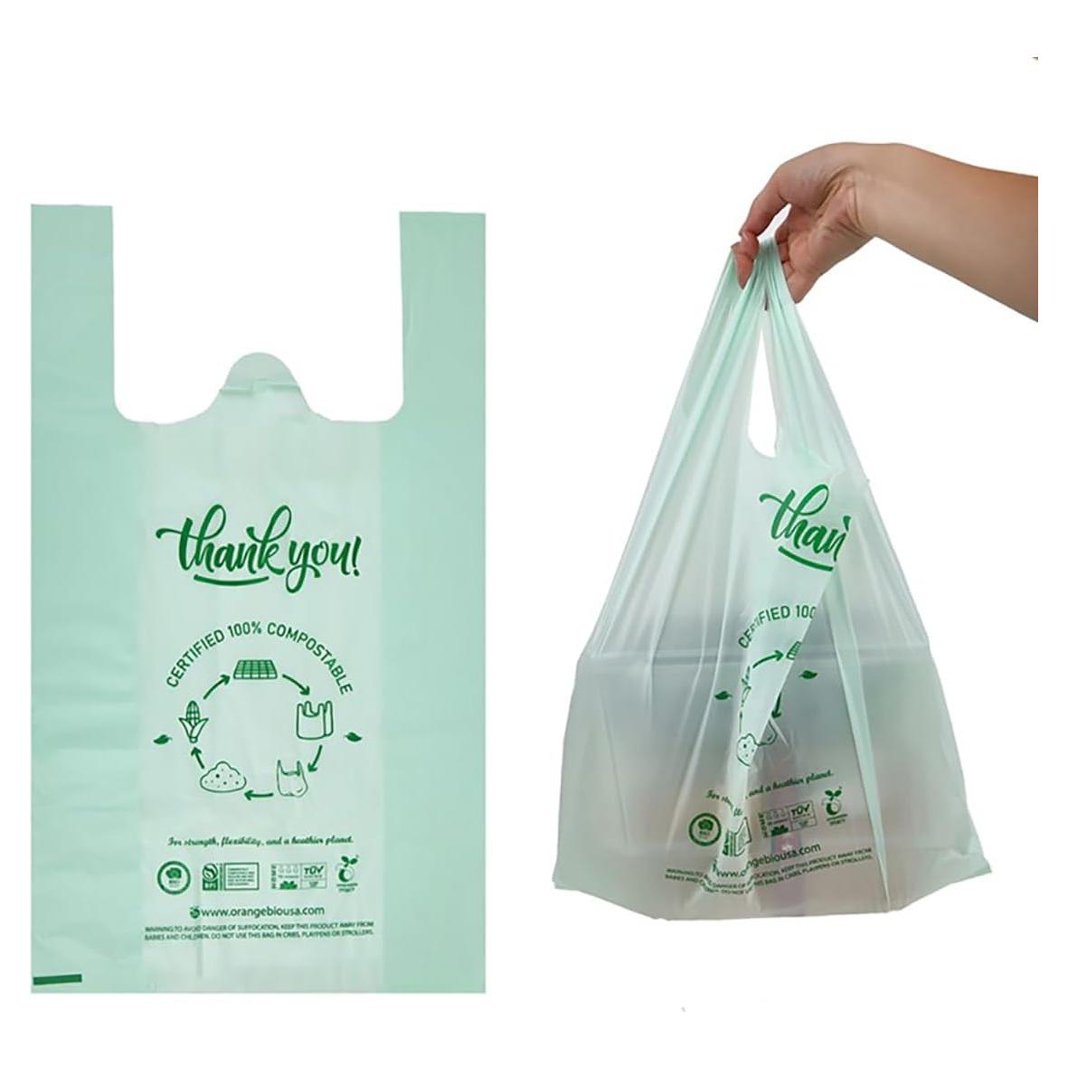 Bolsas de Compras Compostables OrangeBio 500 Ct 25.4x15.2x50.8 cm