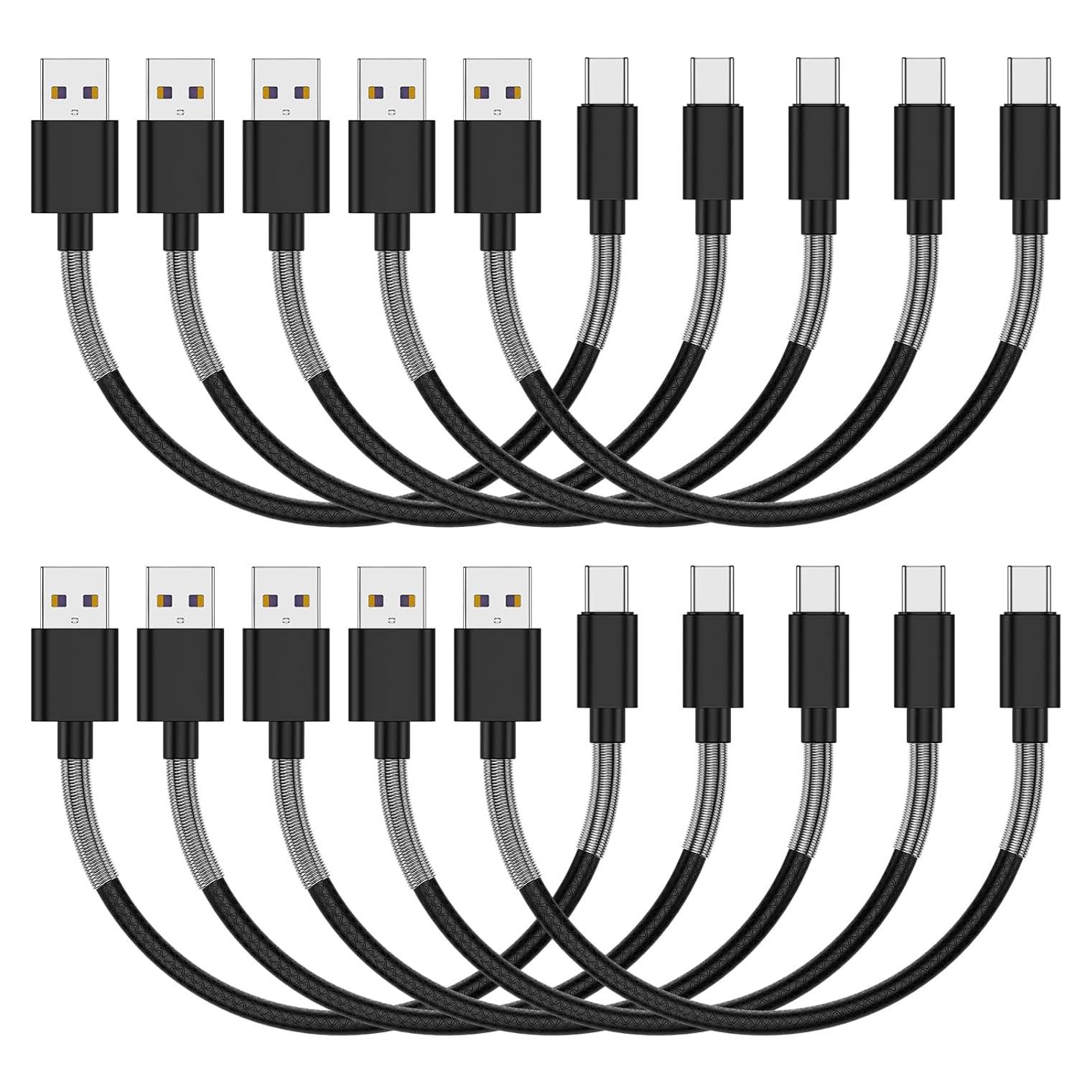 Cable de Carga Rápida Tipo C 10 Unidades Cyvensmart 1 Pie Negro