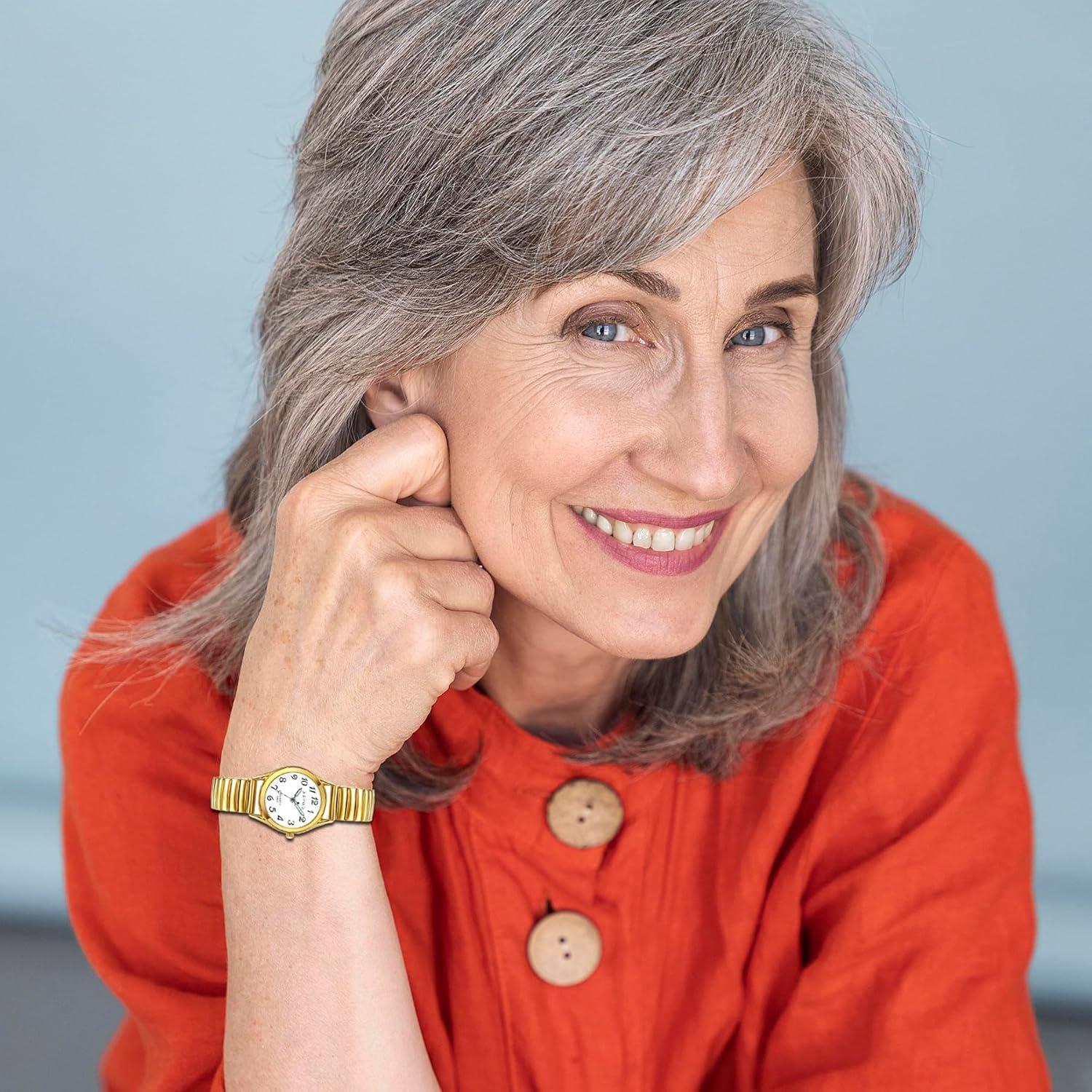 Reloj de lectura fácil JewelryWe dorado con manecillas luminosas