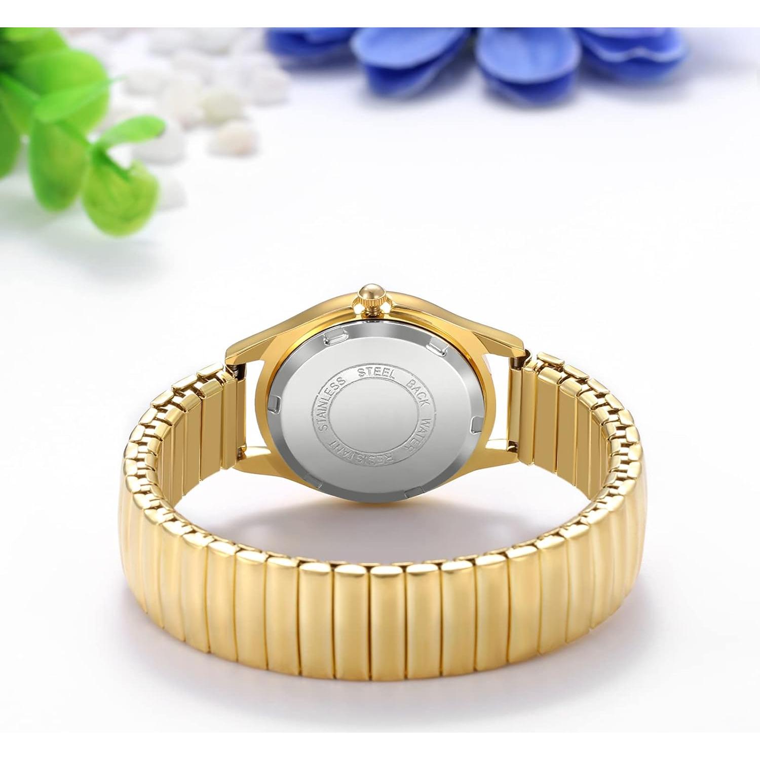 Reloj de lectura fácil JewelryWe dorado con manecillas luminosas