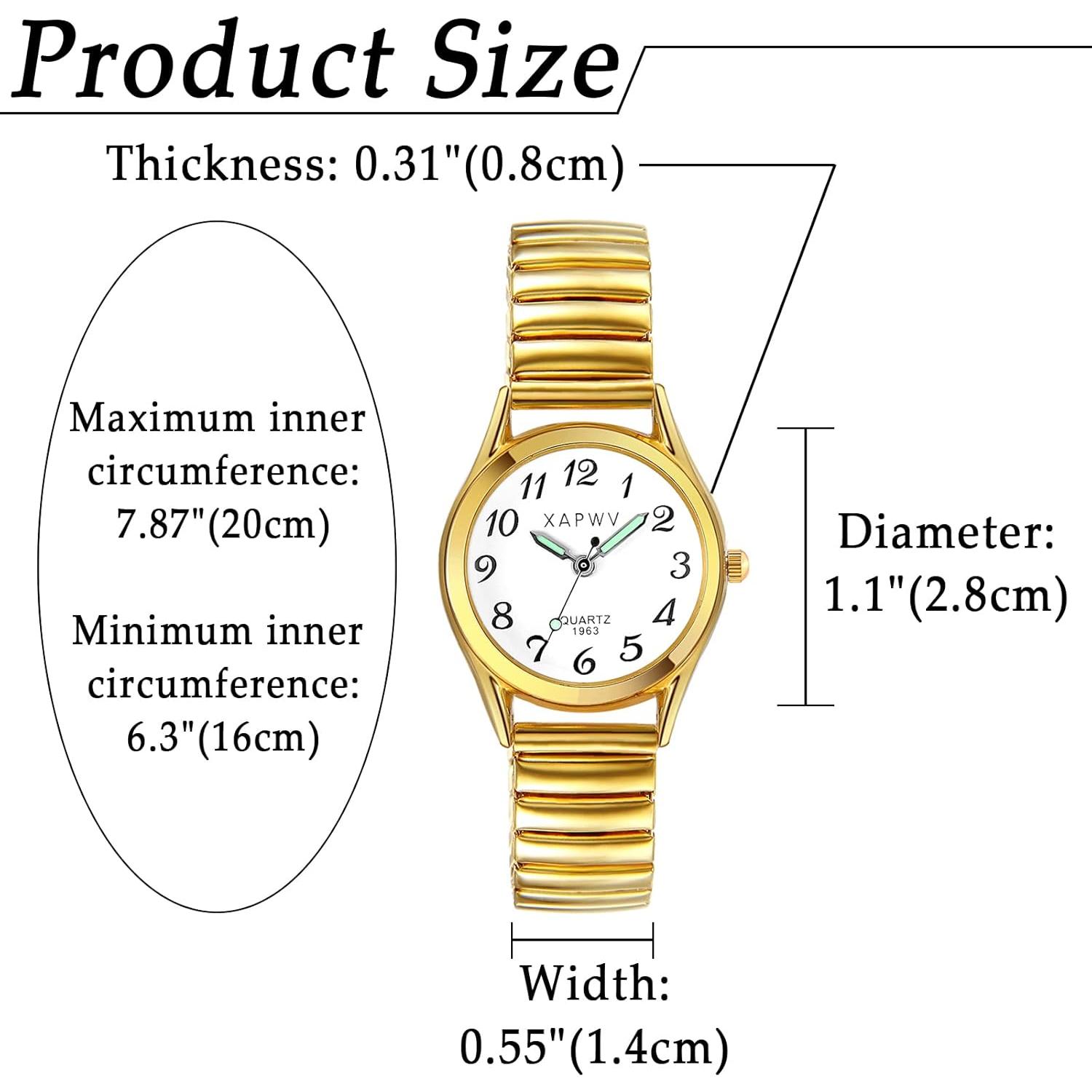 Reloj de lectura fácil JewelryWe dorado con manecillas luminosas