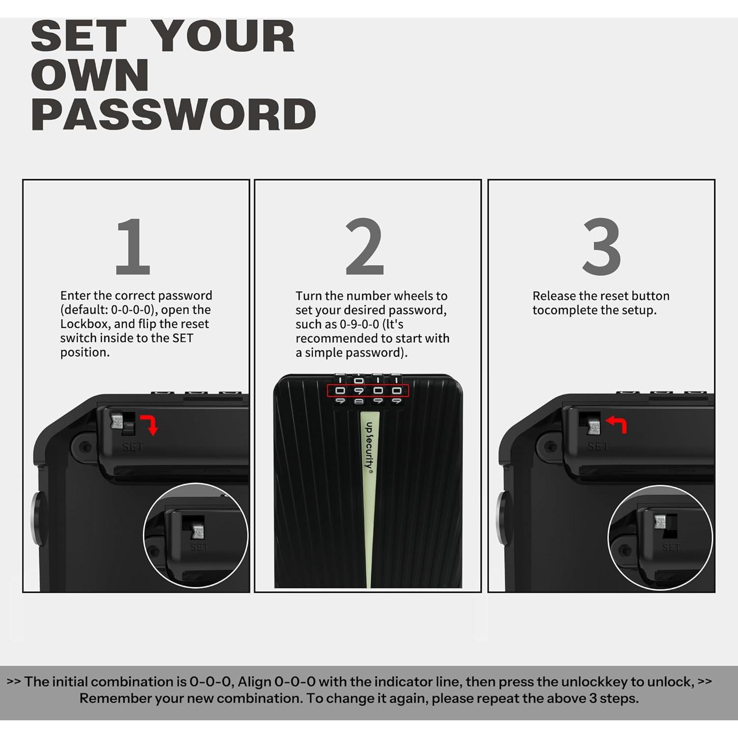 Caja de Seguridad Pequeña UP Security con Combinación, Negra