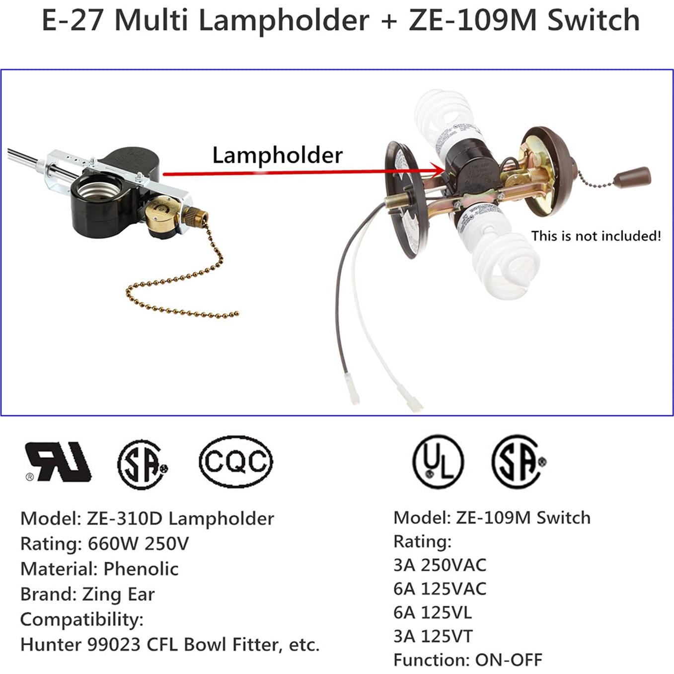 Interruptor de Luz para Ventilador de Techo Zing Ear ZE-109M