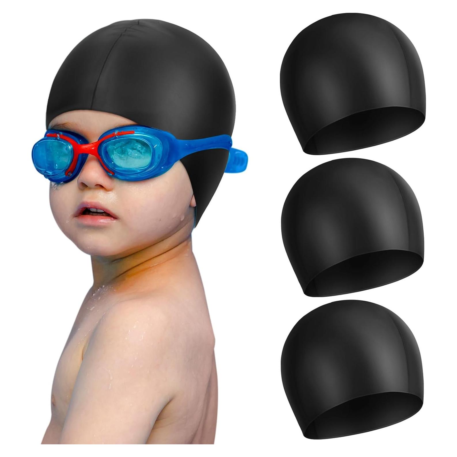 Gorros de Natación Silicona Janmercy 3 Pcs Niños y Adultos