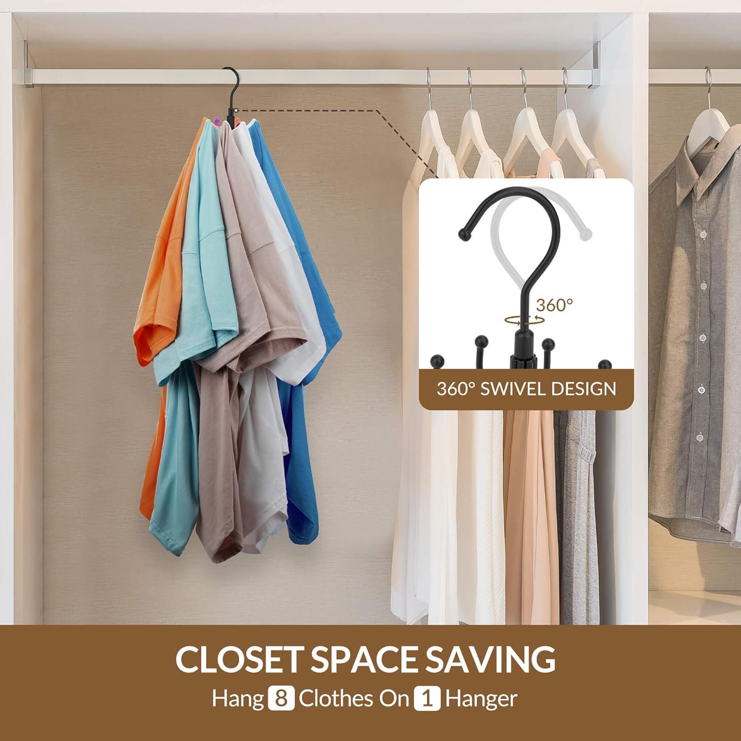 Ganchos Ahorradores de Espacio ZEDODIER para Ropa - 8 Ganchos Rotativos
