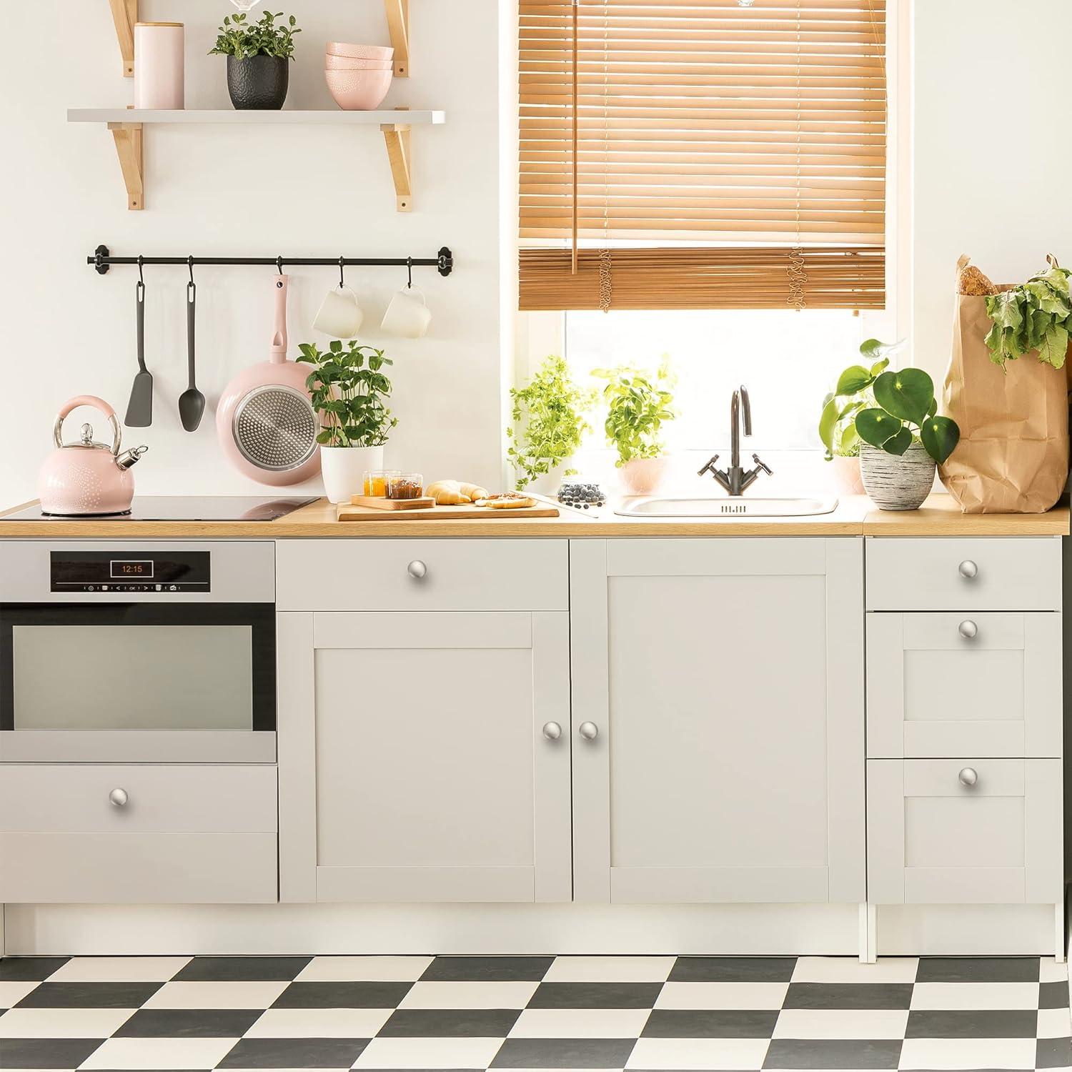 Perillas Redondas de Zinc Niquelado Ravinte para Gabinetes