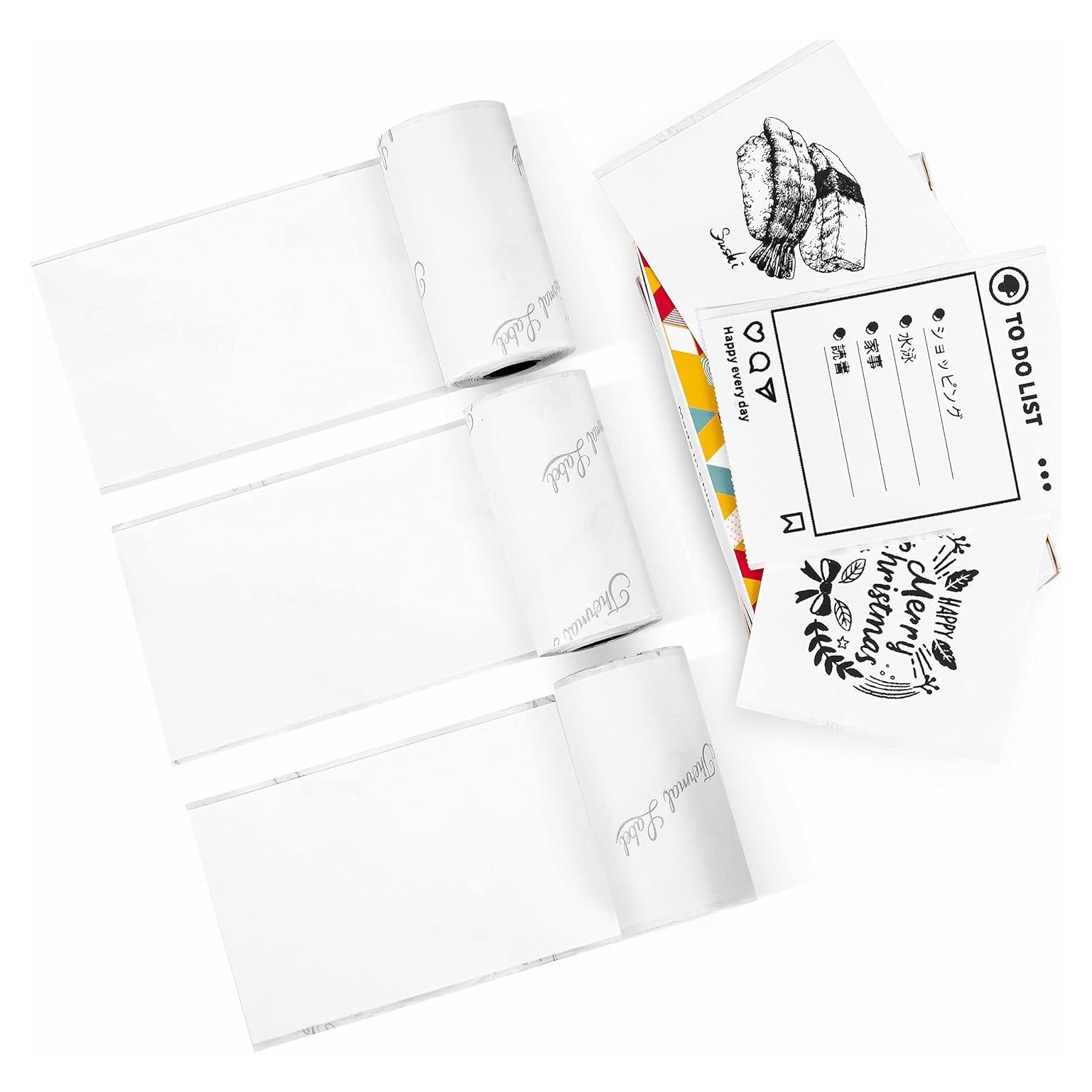 Papel Térmico Adhesivo Phomemo 50mm, 3 Rollos, Texto Negro