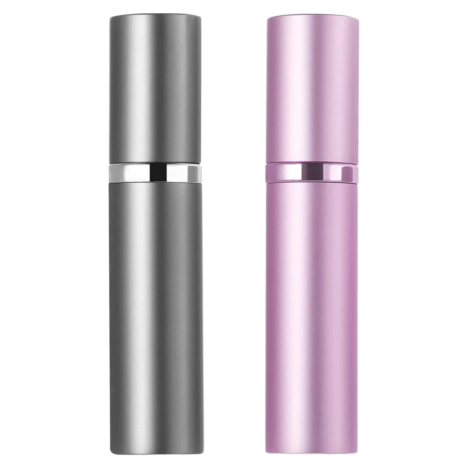2 Botellas Atomizadoras de Perfume 5ml Refill Portátil Gris/Rosa
