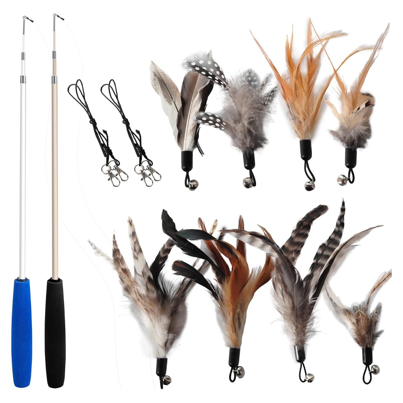 Juguete para Gatos EcoCity - Varita con Plumas Naturales