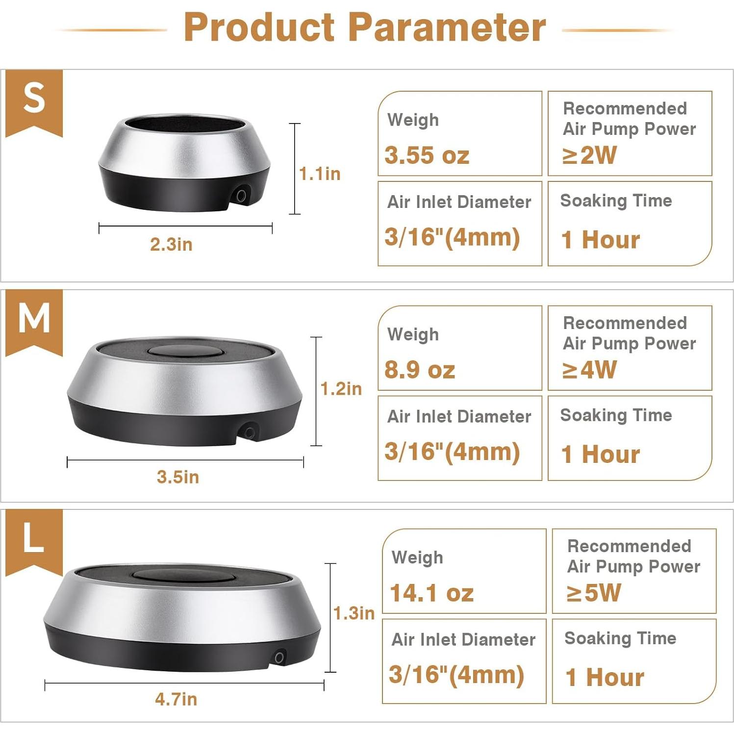 Piedra de Aire para Acuario Hygger 2.3 Pulgadas Difusor de Oxígeno