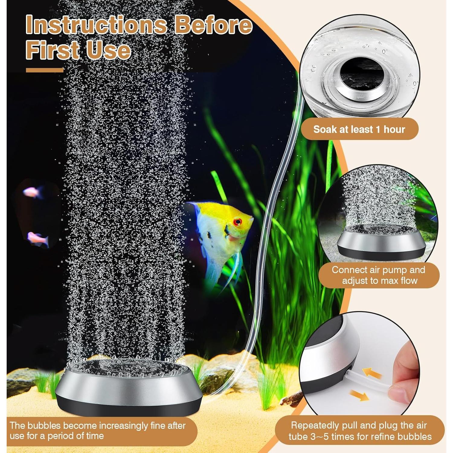 Piedra de Aire para Acuario Hygger 2.3 Pulgadas Difusor de Oxígeno