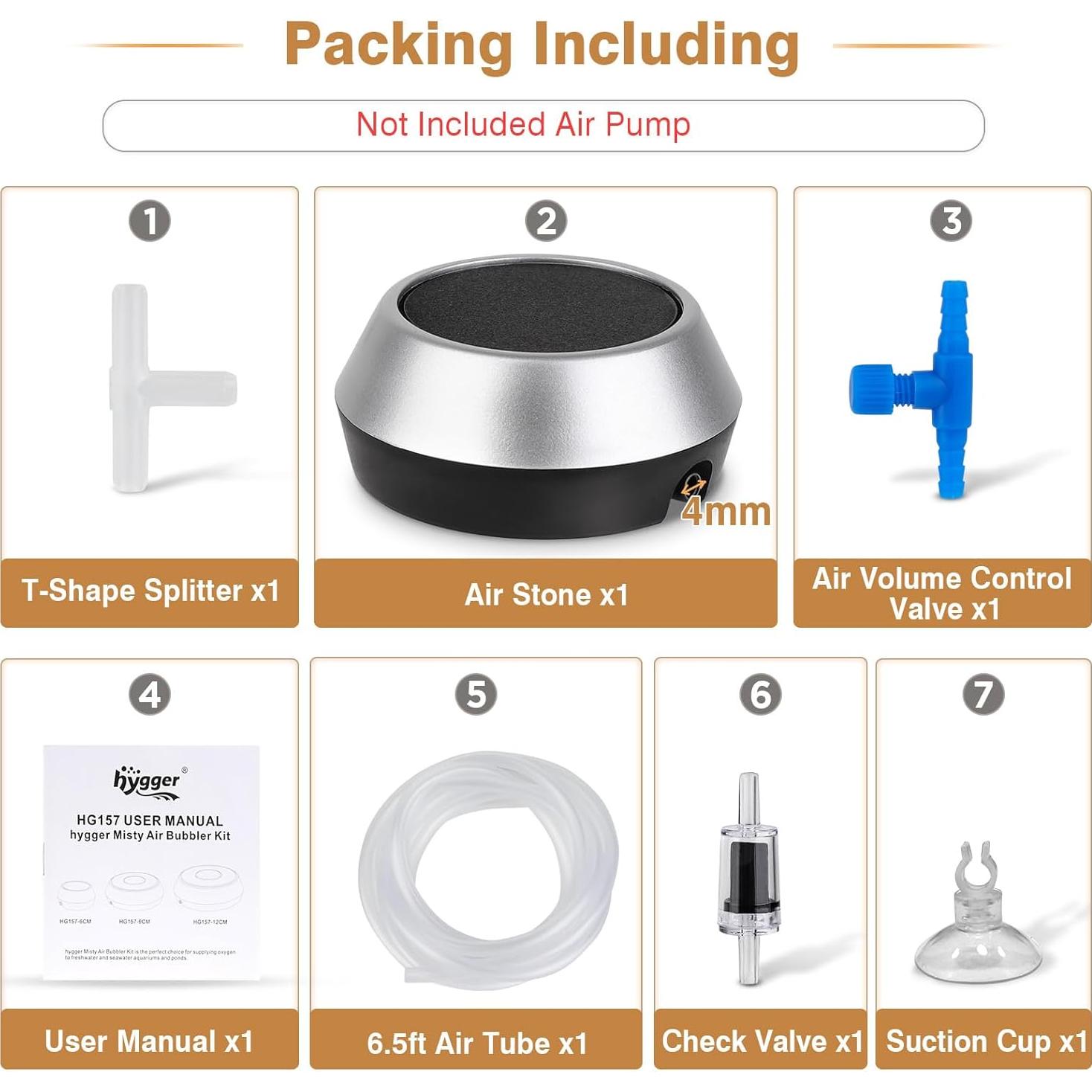 Piedra de Aire para Acuario Hygger 2.3 Pulgadas Difusor de Oxígeno