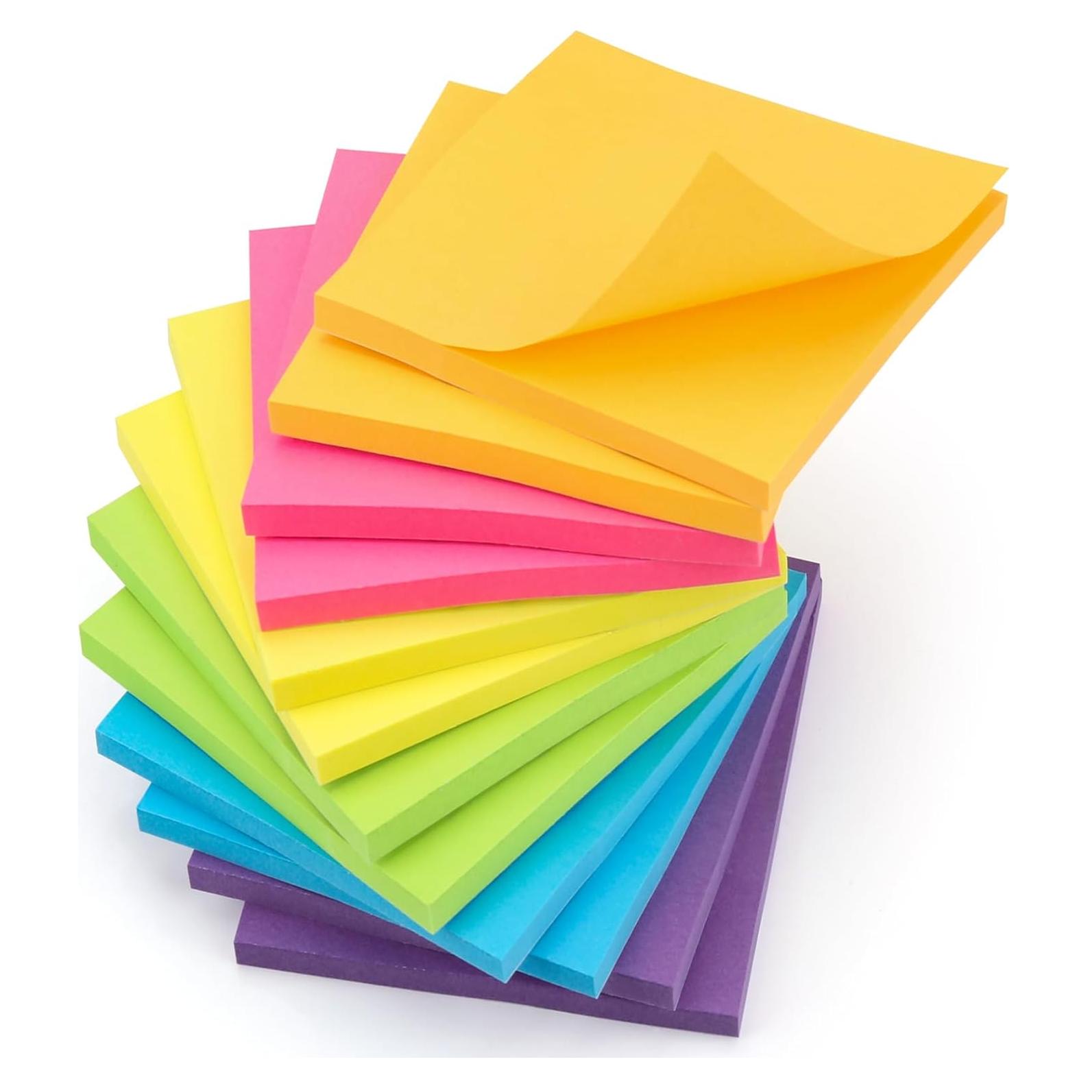 Notas Adhesivas YISAN 7.62x7.62 cm 12 Blocs 600 Hojas Colores Brillantes