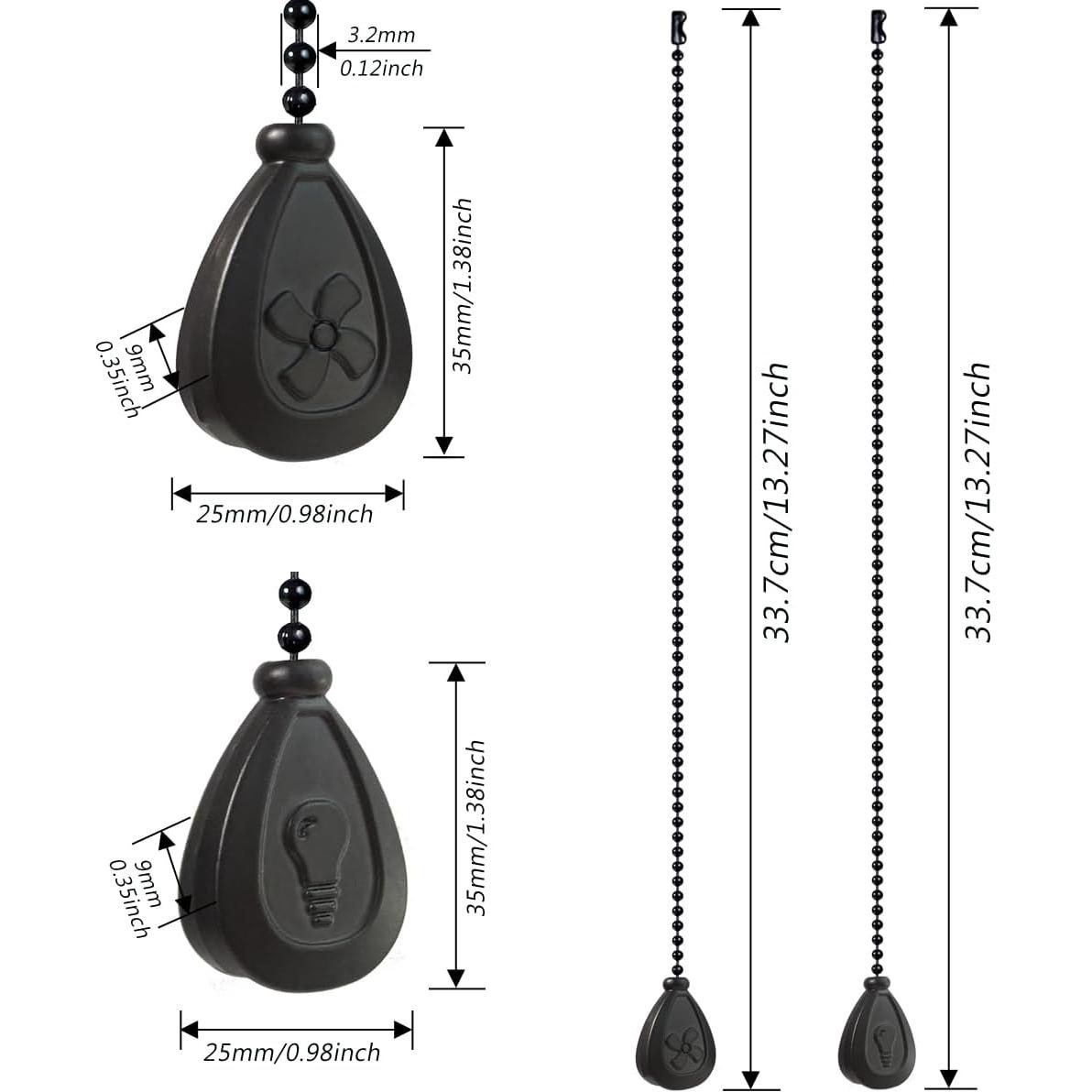 Extensores de cadena de ventilador OMYZERO 30.48 cm 2 piezas Negro
