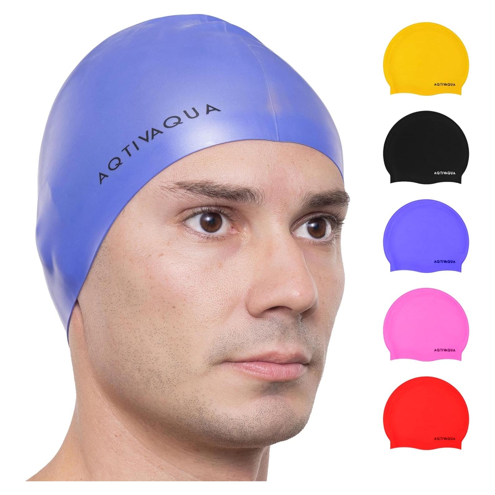Gorro de Natación AqtivAqua de Silicona Impermeable Azul