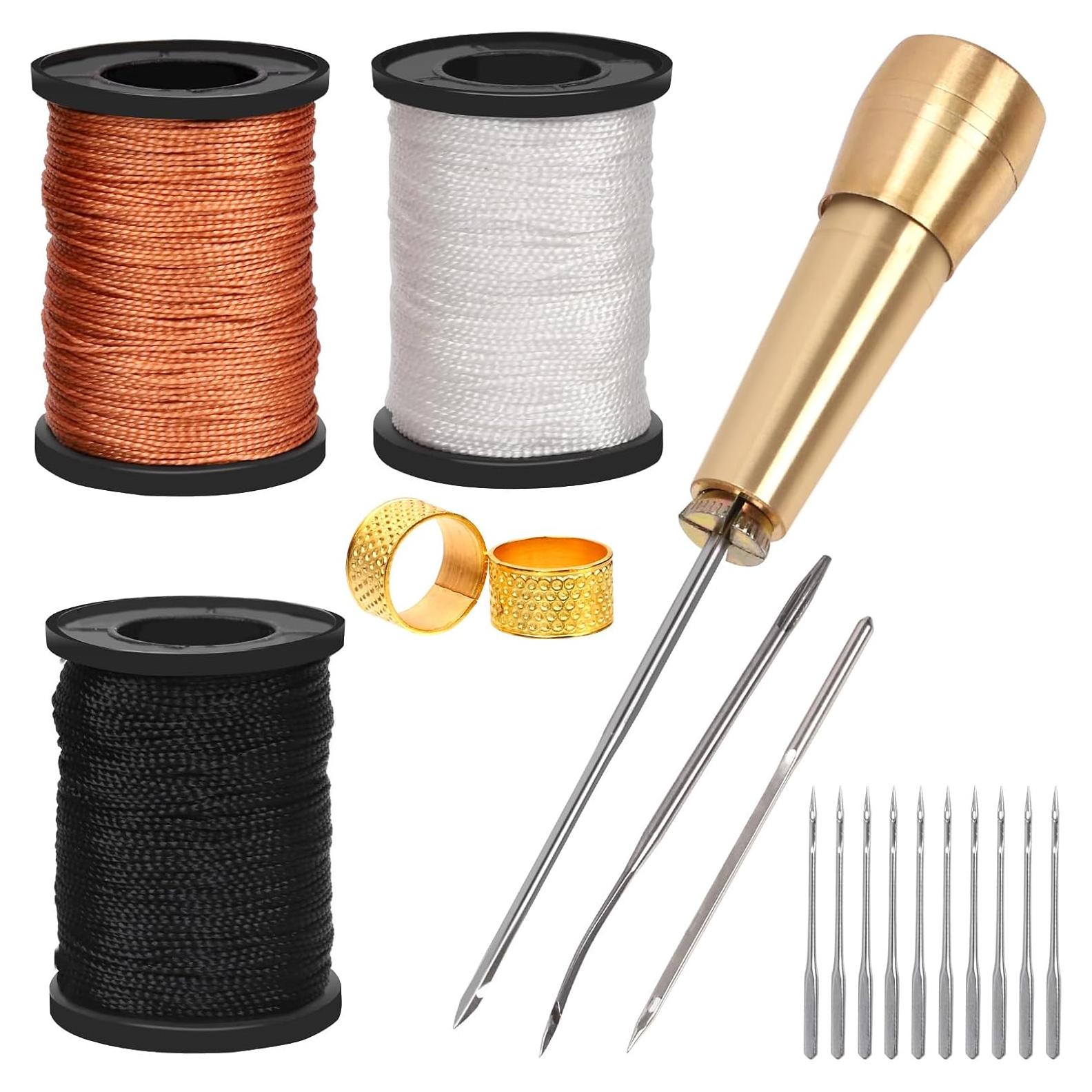 Kit de Agujas de Coser de Cuero Mardatt 19 Piezas con Hilo y Dedal