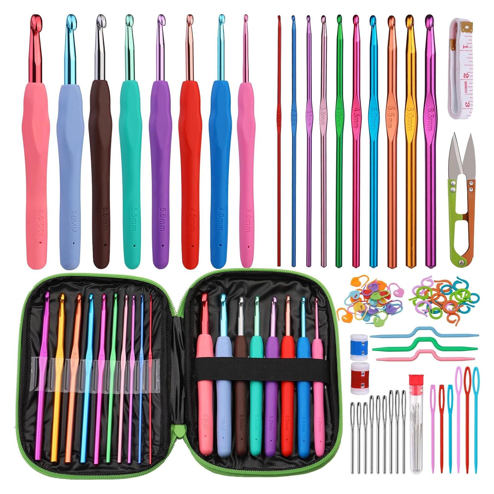 Juego de Ganchillos Ergonómicos Zlulary con Accesorios Verde