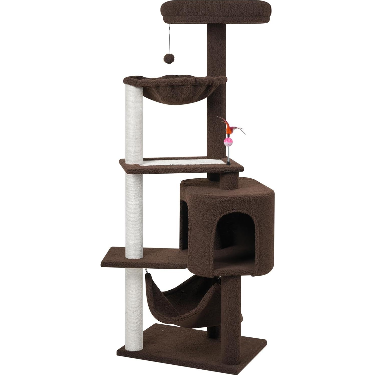 Árbol para Gatos YUNIQUE con Condominio y Hamaca 152.9 cm Café