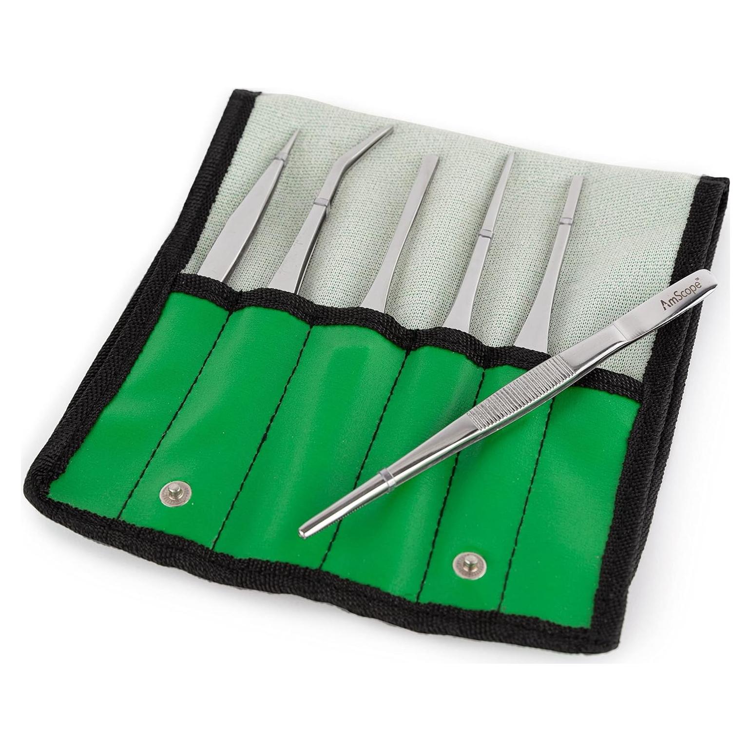 Juego de Pinzas de Alta Precisión AmScope 6 Piezas Acero Inoxidable