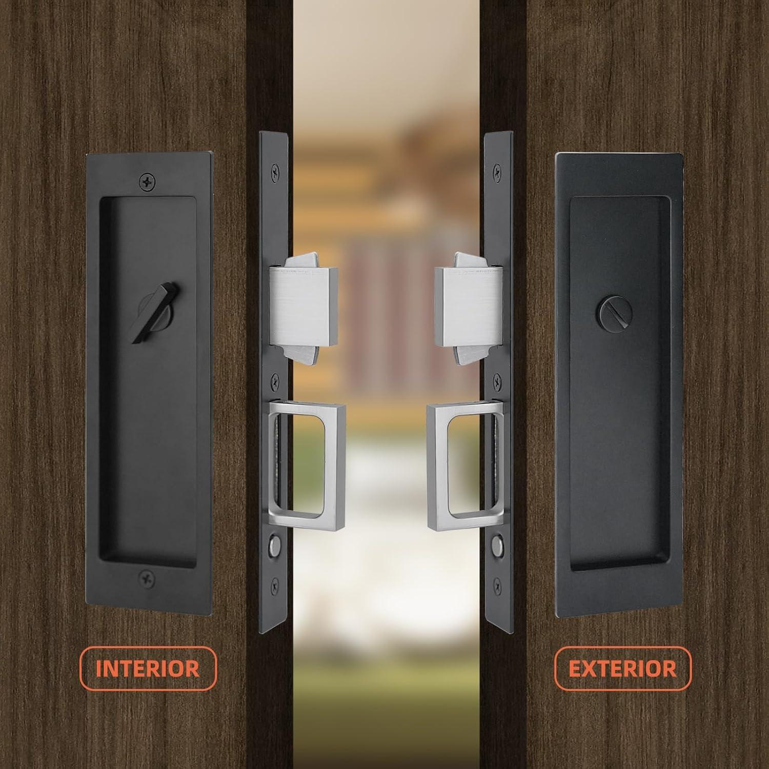 Cerradura de Puerta Deslizante Tyothimm Sin Llave Zinc Negro