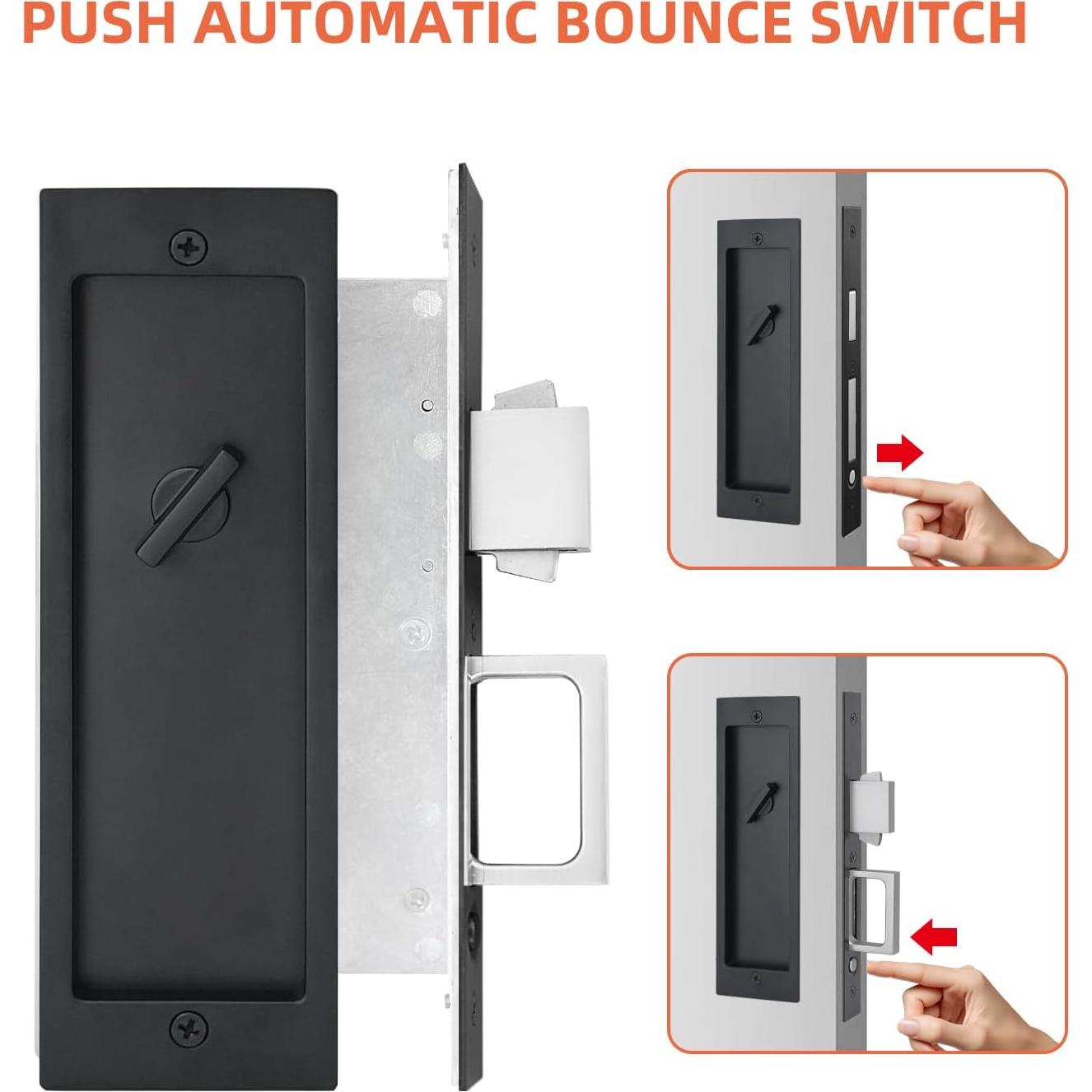 Cerradura de Puerta Deslizante Tyothimm Sin Llave Zinc Negro