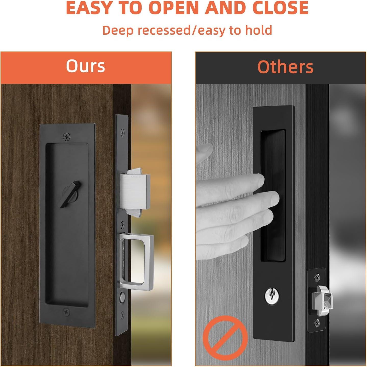 Cerradura de Puerta Deslizante Tyothimm Sin Llave Zinc Negro