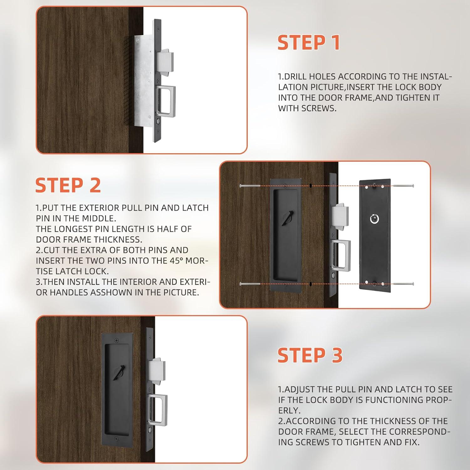 Cerradura de Puerta Deslizante Tyothimm Sin Llave Zinc Negro