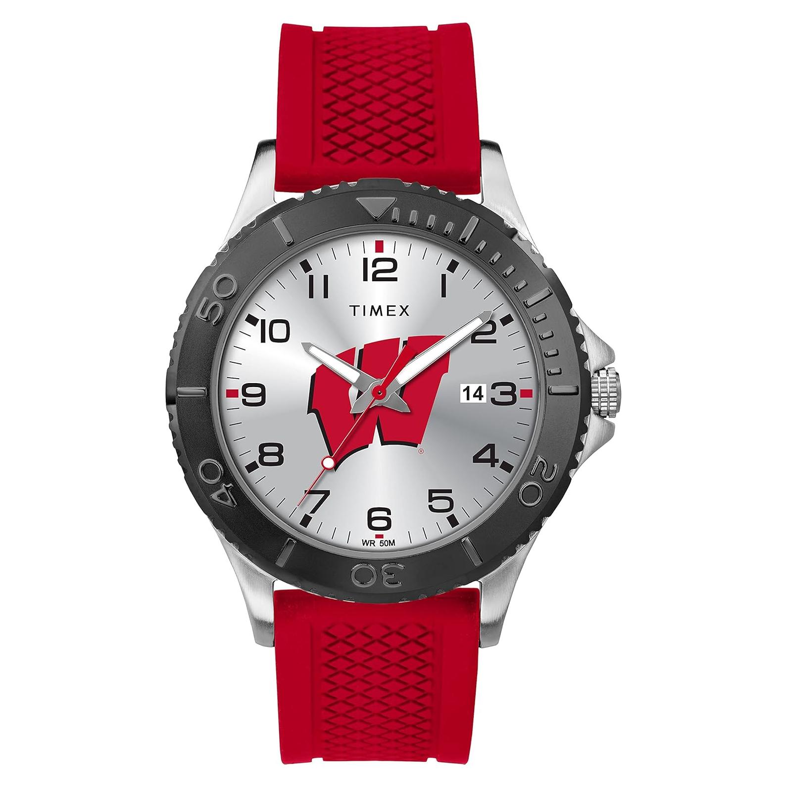 Reloj Timex 42mm Wisconsin Badgers con correa roja