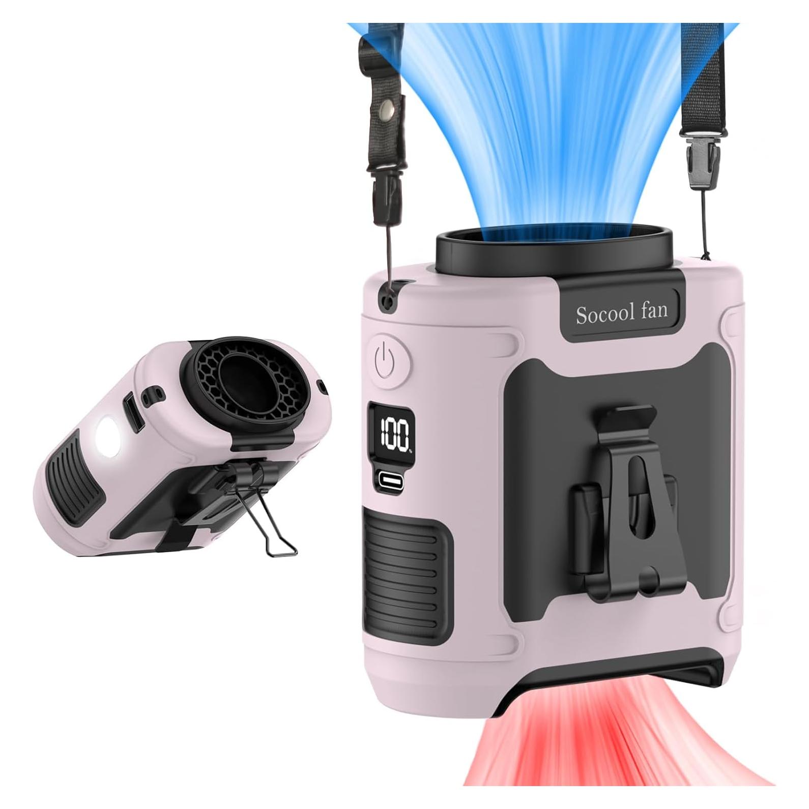 Ventilador Portátil Socool K50 10000mAh Clip Cintura Rosa