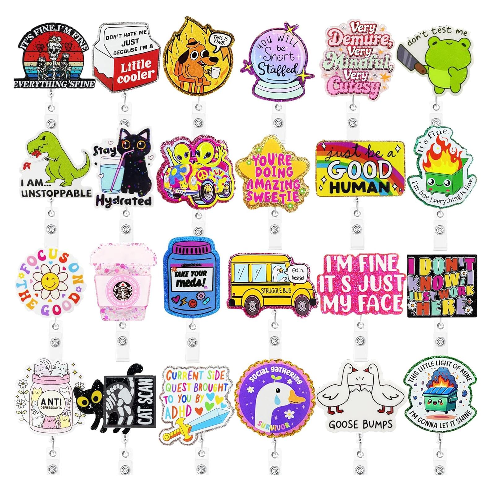 24 Porta Insignias de Enfermera Hotlea con Cordón Retráctil