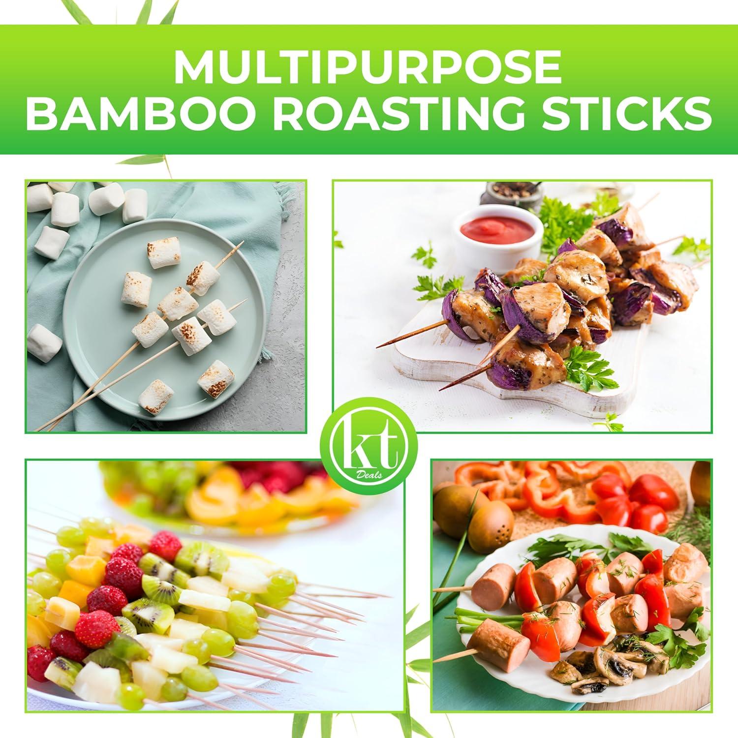 100 Palitos de Bambú 40.64 cm para Brochetas BBQ KT Deals