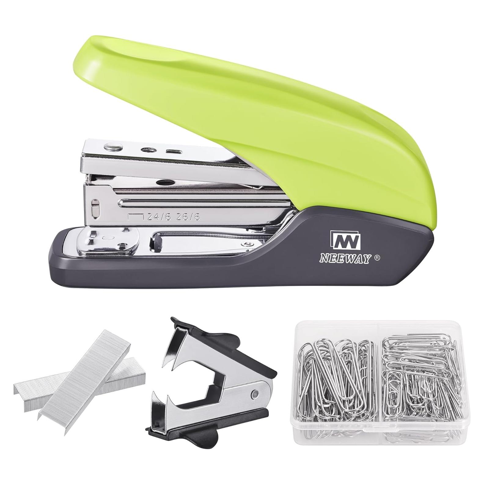 Grapadora NEEWAY Sin Esfuerzo Verde 25 Hojas + Set 4 en 1