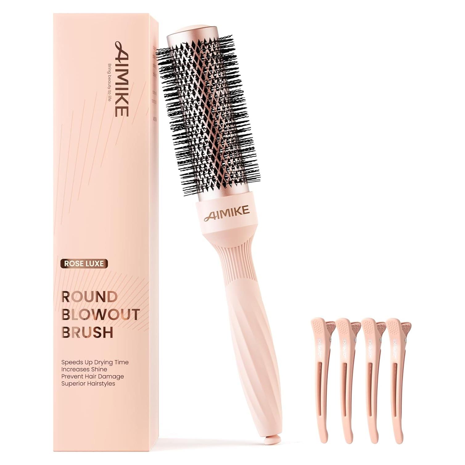 Cepillo Redondo AIMIKE Rosa Luxe 3.3 cm para Cabello Corto